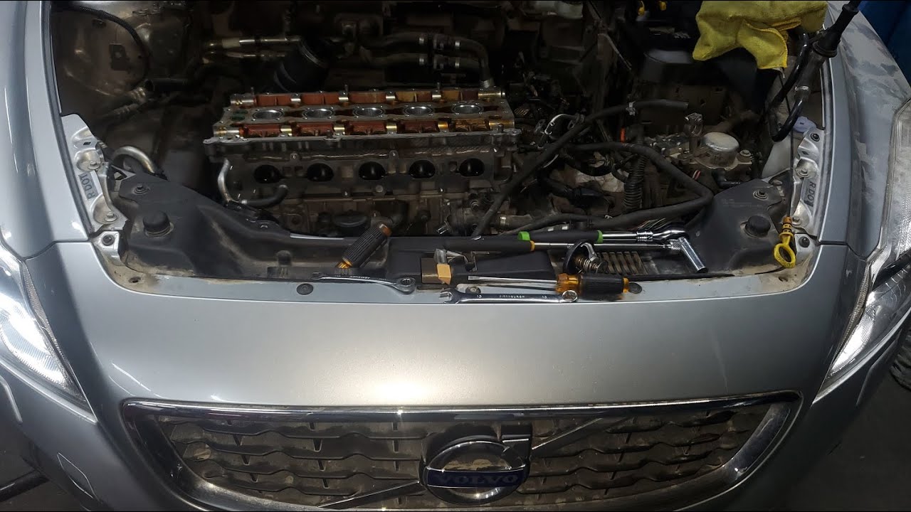 Volvo C70.S60 S40 двигатель 2.5L T5 замена гнутых клапанов,регулировка зазоров клапанов