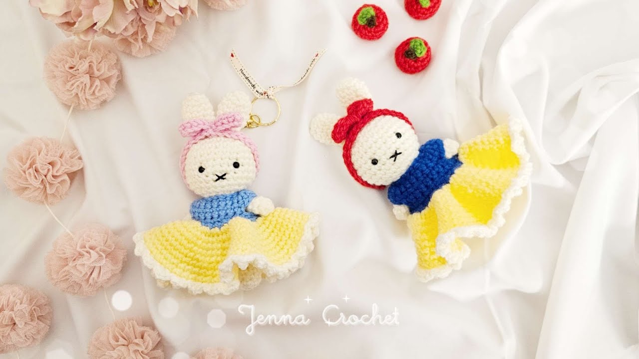 코바늘 백설공주 미피 & 사과 키링 🍎 / Crochet Snow White Miffy & Apple Key Ring 🍎