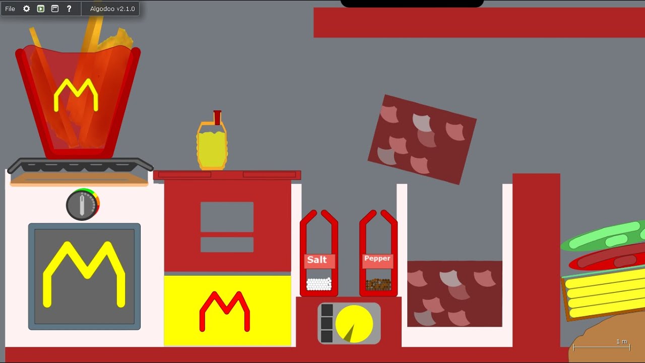 ВАУ!! McDonalds Algodoo Making Burger картофель фри и напитки / AlgoKitchen DueMan 9