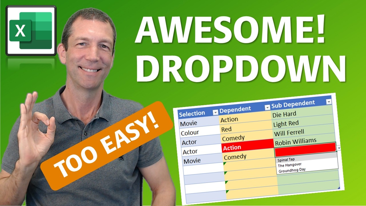 THE Easiest Multi Level Drop Down List ( easy Double XLOOKUP  technique )