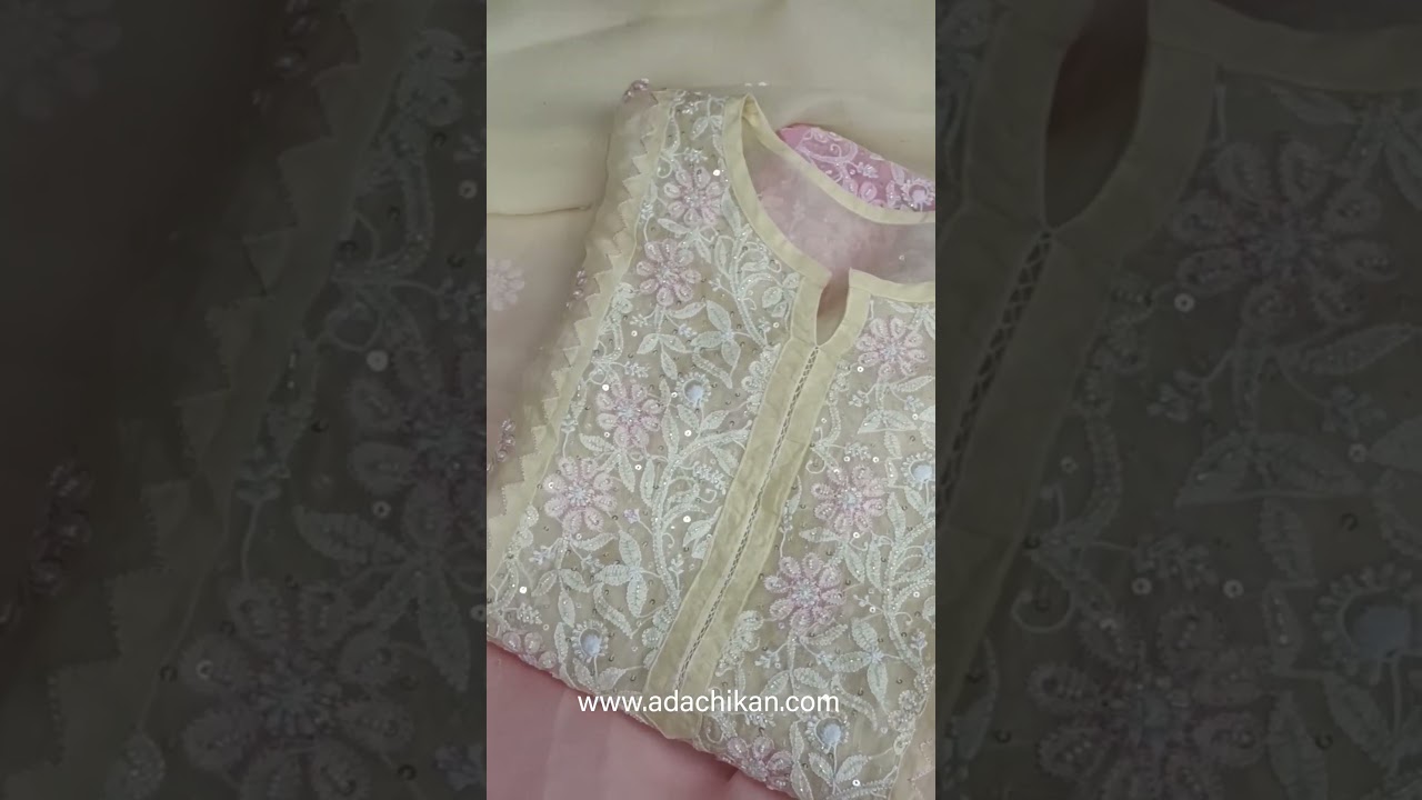 Ada Intricately embroidered | Organza | Lucknow Chikankari Kurta Dupatta Set |