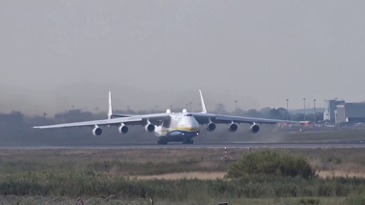 Antonov An 225 Mriya Decollo Roma FCO Aereo più grande del mondo!3/8/2018