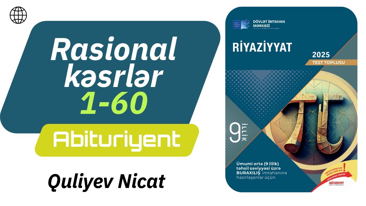 Rasional kəsrlər 1-60 / Riyaziyyat test toplu 2025 / 9 illik