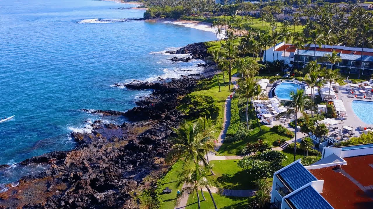Maui Wailea beach path from above 4k - DJI Mavic pro