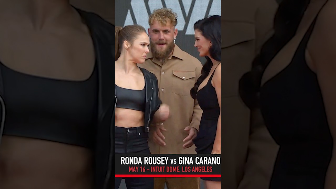 Ronda Rousey and Gina Carano face off! 🔥 #RouseyCarano #MMA