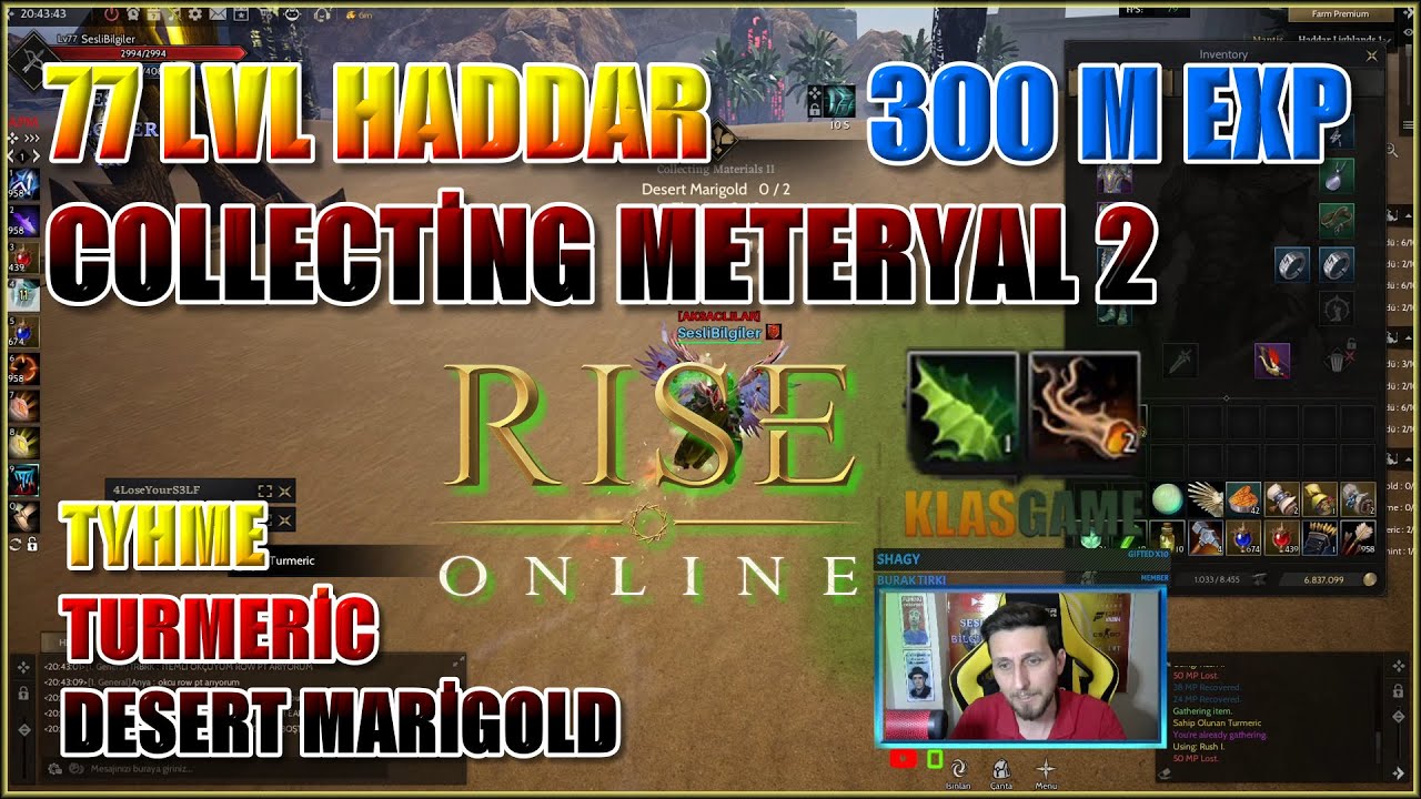 Rise Online Yeni Yerleri ile 77 LVL Collecting Meteryal 2 Görevi 300 M Exp 5 DK'da Sesli Bilgiler TR
