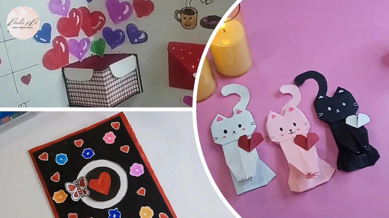 Valentine’s Day Gift Ideas 💝 | Origami Paper Cat & 3D Butterfly + Heart Box Cards | DIY