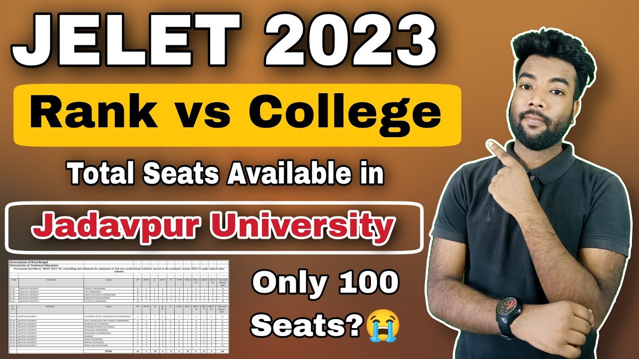 JELET 2023 Total Seats in Jadavpur University | Only 100 Seats 😭? 200 Rank = Jadavpur University?