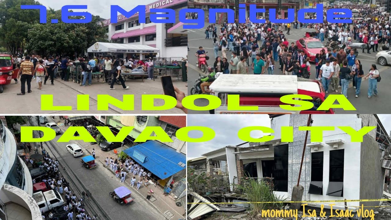 SA DAVAO CITY ISANG MALAKAS NA LINDOL ANG YUMANIG 7.6 MAGNITUDE ILANG GUSALI ANG GUMUHO AT NASIRA 
