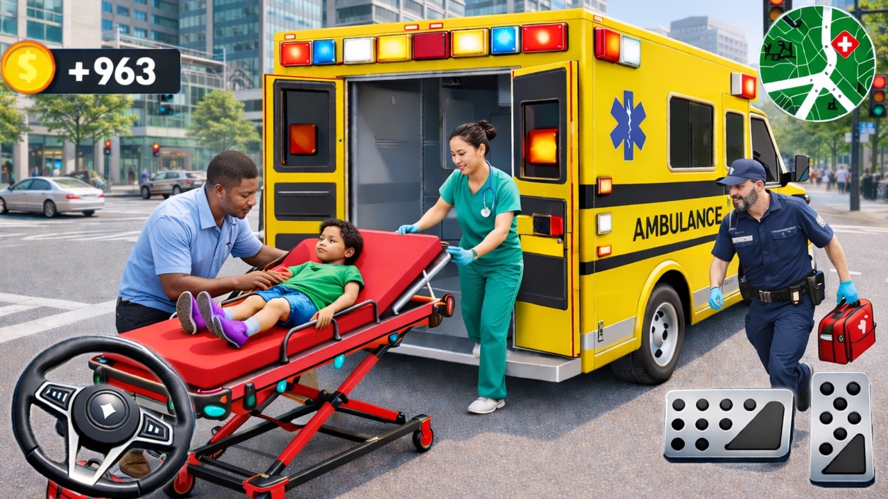Ambulance Car Simulator Game - Doctor With Paramedic Emergency City Rescue - Android Gameplay