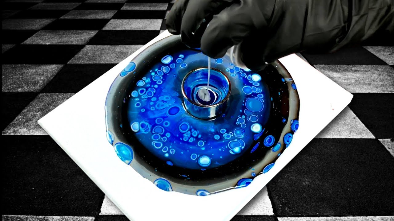 Open Cup Acrylic Pour with Silicone Oil | Ocean Dreams