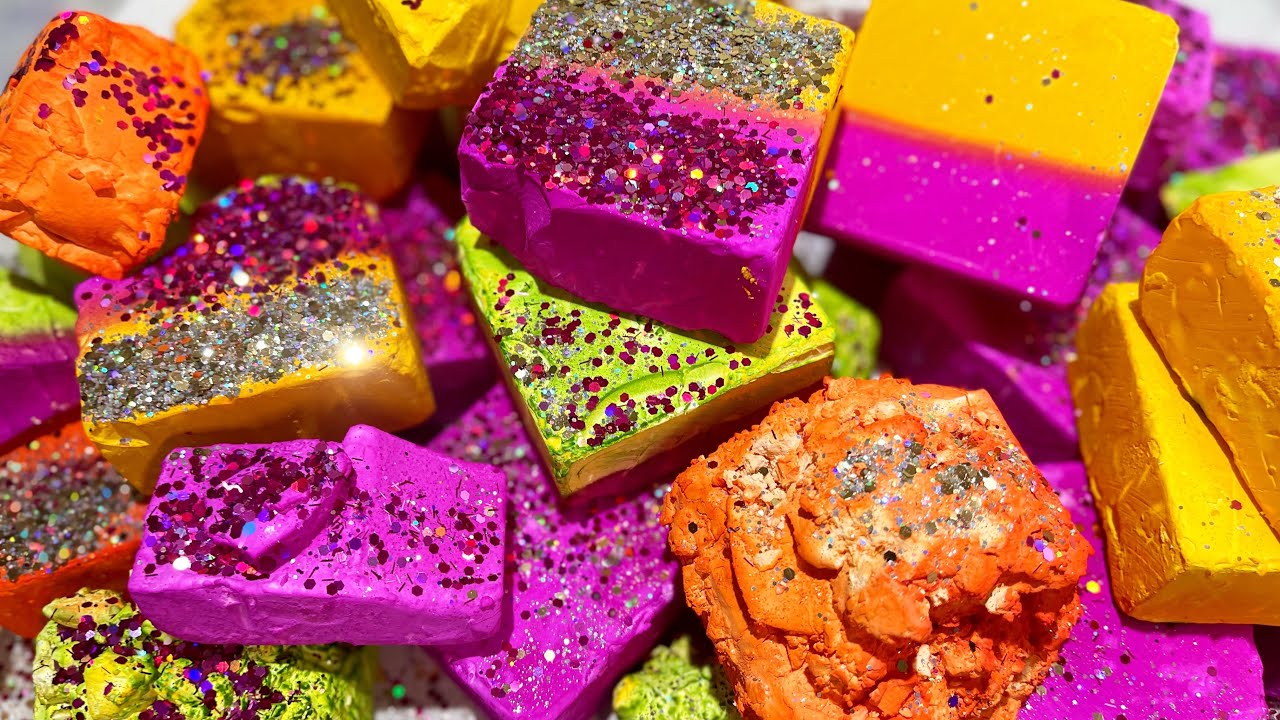 40 Dyed Blocks of BSN 🩷🧡💛💚 | Gym Chalk ASMR | Thank You for 16k 🤩