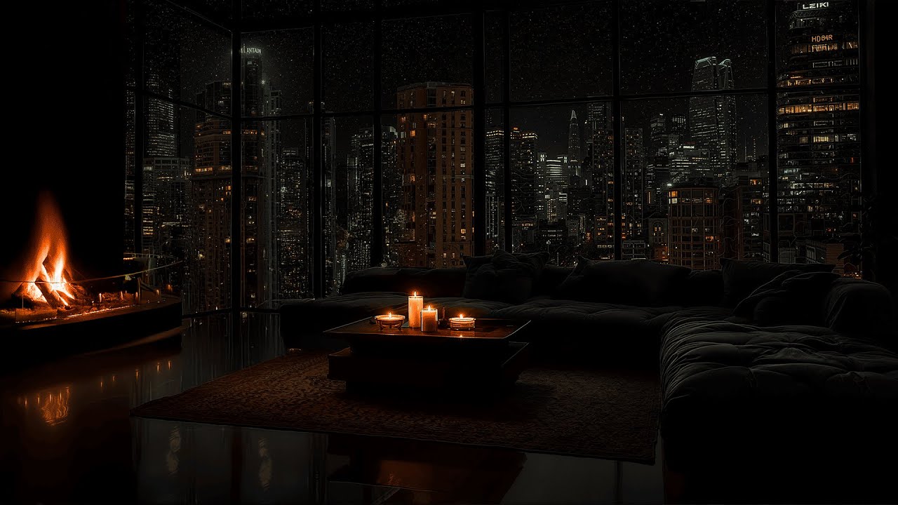 ❄️ Cozy Room Luxary Night in City |🔥 Crackling Fireplace & Soft Snowfall for Deep Sleep & Relaxation
