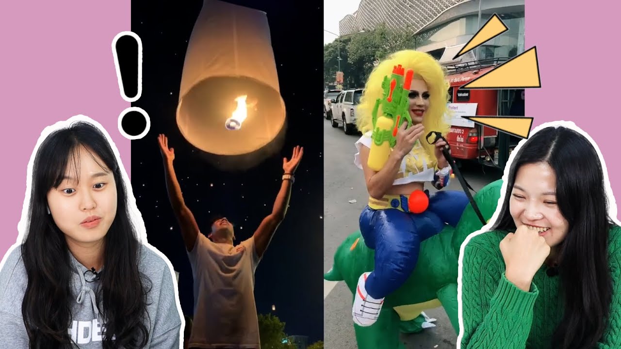 เทศกาลไหนที่ชาวเกาหลีอยากไปมากที่สุด? | Korean reaction to Thai Festival TikTok
