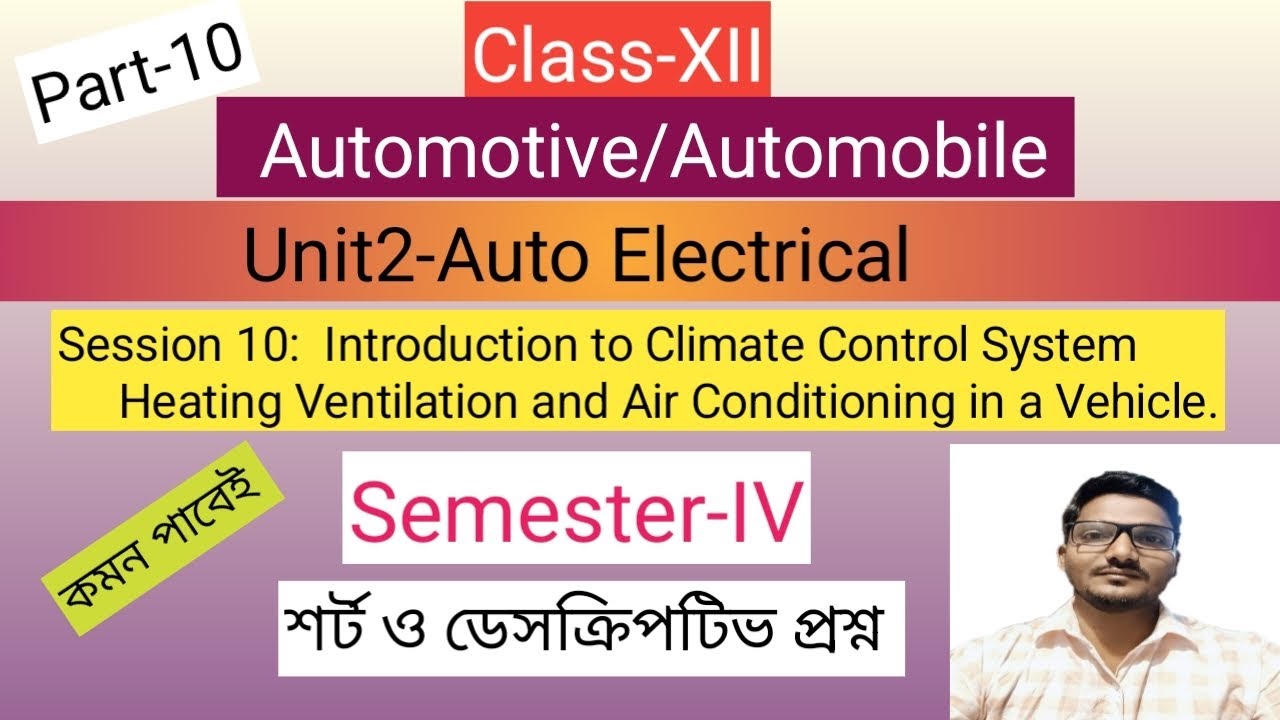 Class-12//Semester-IV// Auto Electrical // Part-10 // Introduction to Climate Control System HVAC