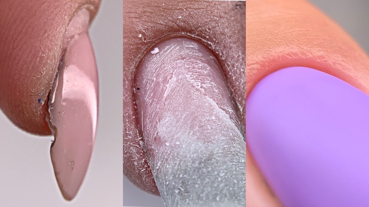 Черные ногти под гель лаком 😬Гель как база💅Как укрепить длинные ногти💅Маникюр на клиенте