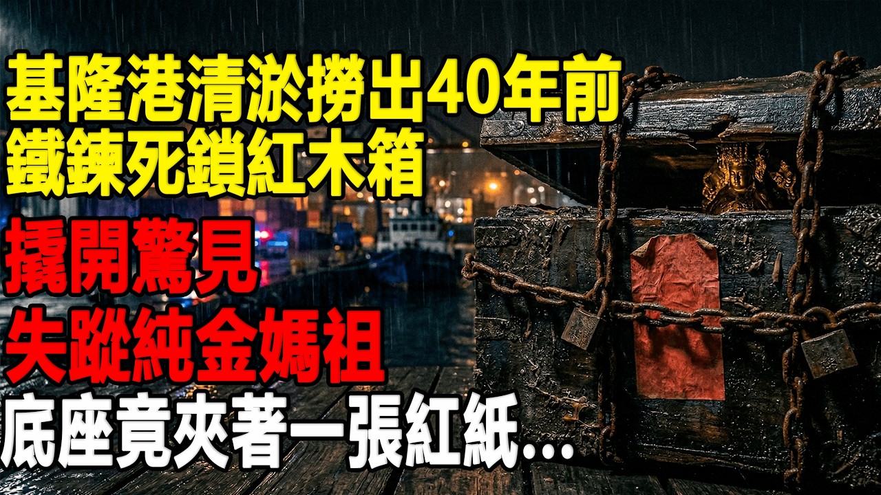 基隆港清淤撈出 40 年前「鐵鍊死鎖」紅木箱！撬開驚見失蹤純金媽祖，底座竟夾著一張寫著生辰八字的紅紙... [往事聽古]