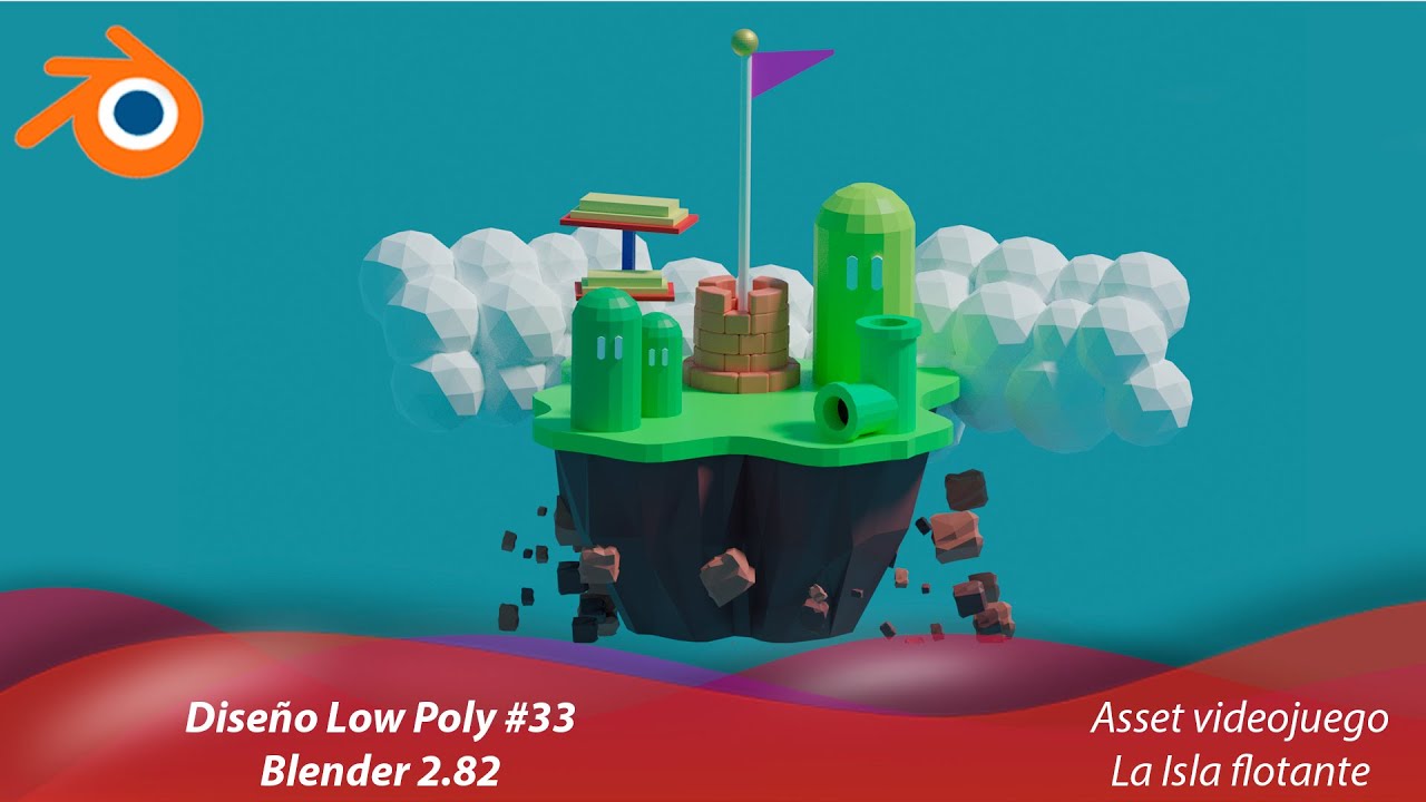 Diseño Low Poly Blender 2.82 #33 | Asset videojuego la Isla flotante