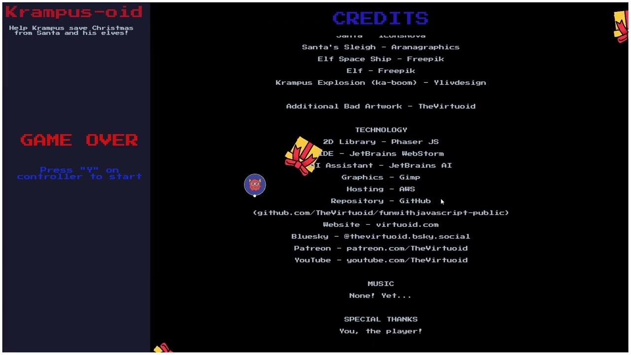 It's the Holiday Game 2025! A Krampus version of Asteroids. #javascript #phaserjs