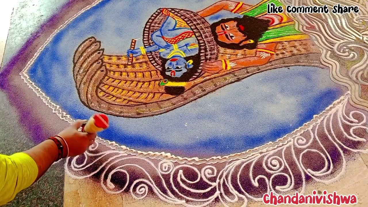 वासुदेव श्रीकृष्ण की मनमोहक रंगोली/top krishna janmashtami rangoli/bhagwat ki rangoli/rangoli chitra
