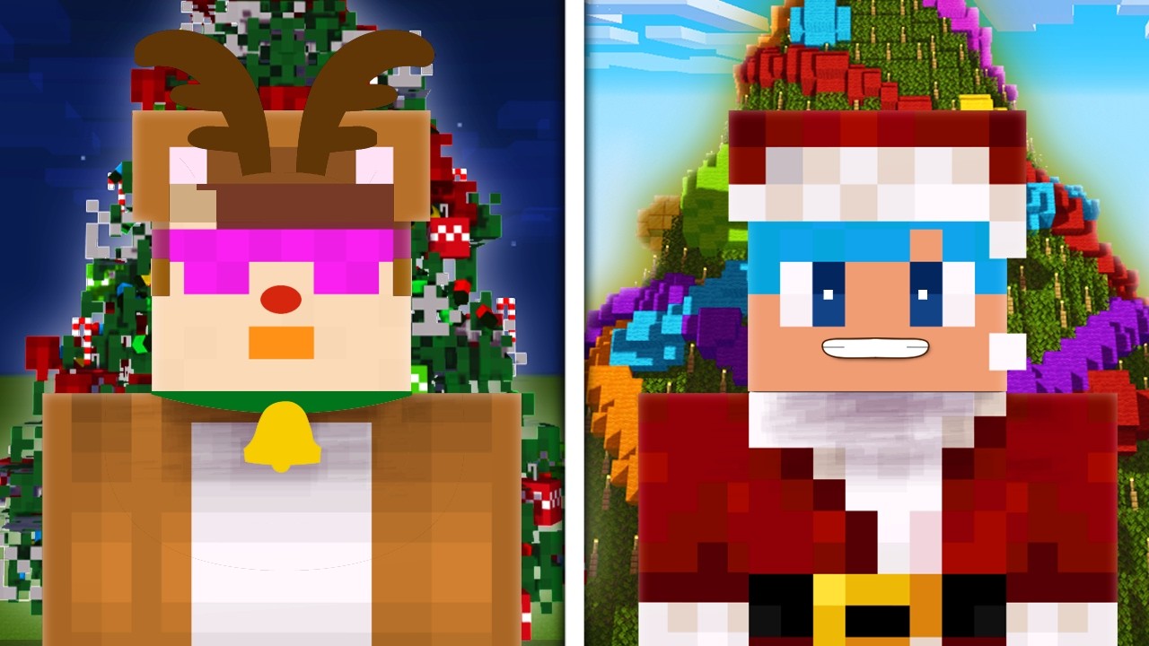 トナカイ vs サンタ クリスマスツリーハウス対決！【まいくら / マインクラフト】