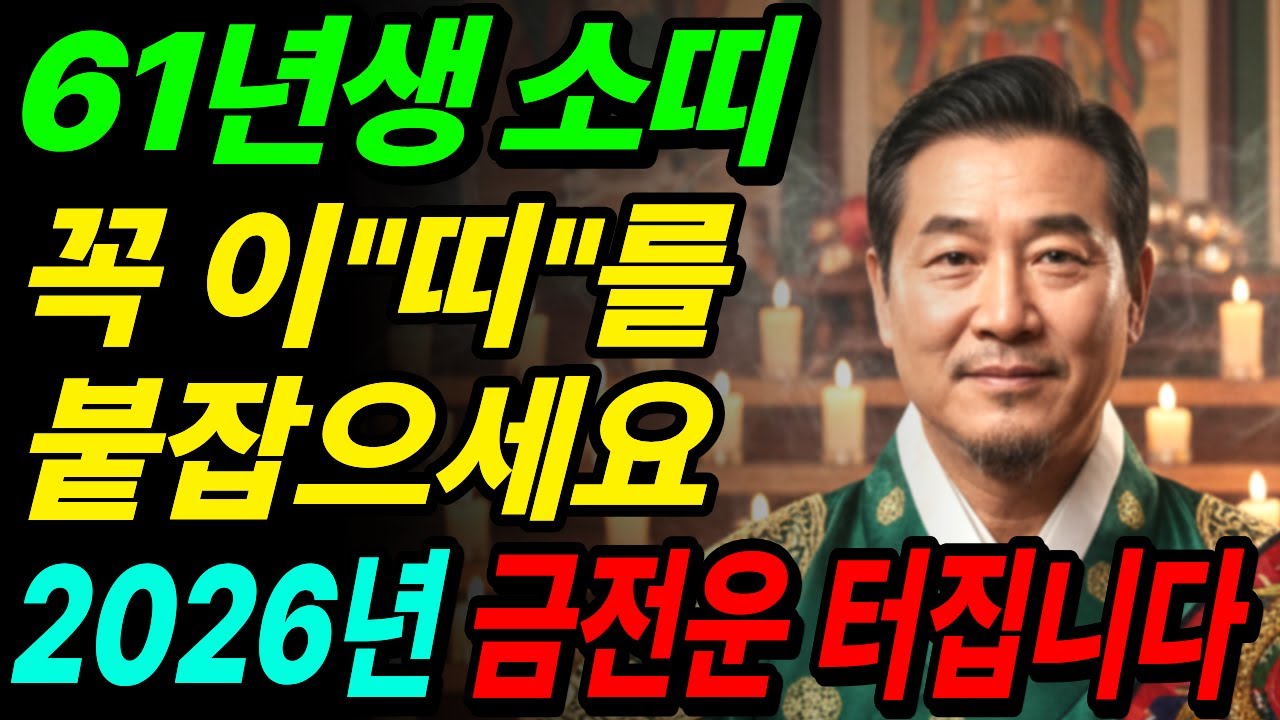소띠 고생했다..!! 1961년생 소띠 '이 띠'를 꼭 잡아야 금전운, 재물운, 돈복 쏟아집니다! 61년생 소띠 2026년 상반기 신년운세