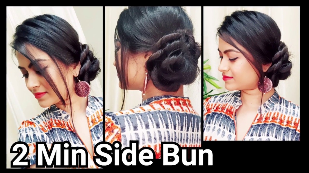 Bun Hairstyle for SAREE or Ethnic dresses// indian Hairstyles for medium to long hair