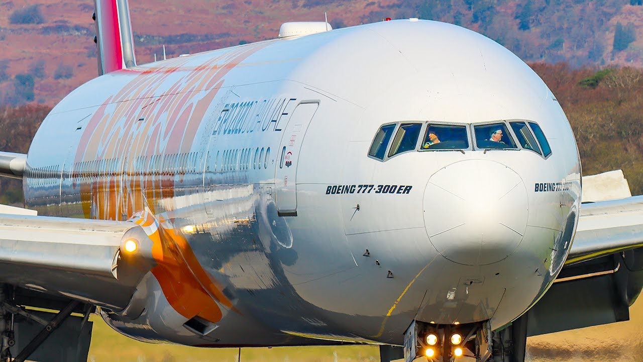 10 BOEING 777 ARRIVALS | Close Up & Loud | Plane Spotting at Glasgow Airport GLA