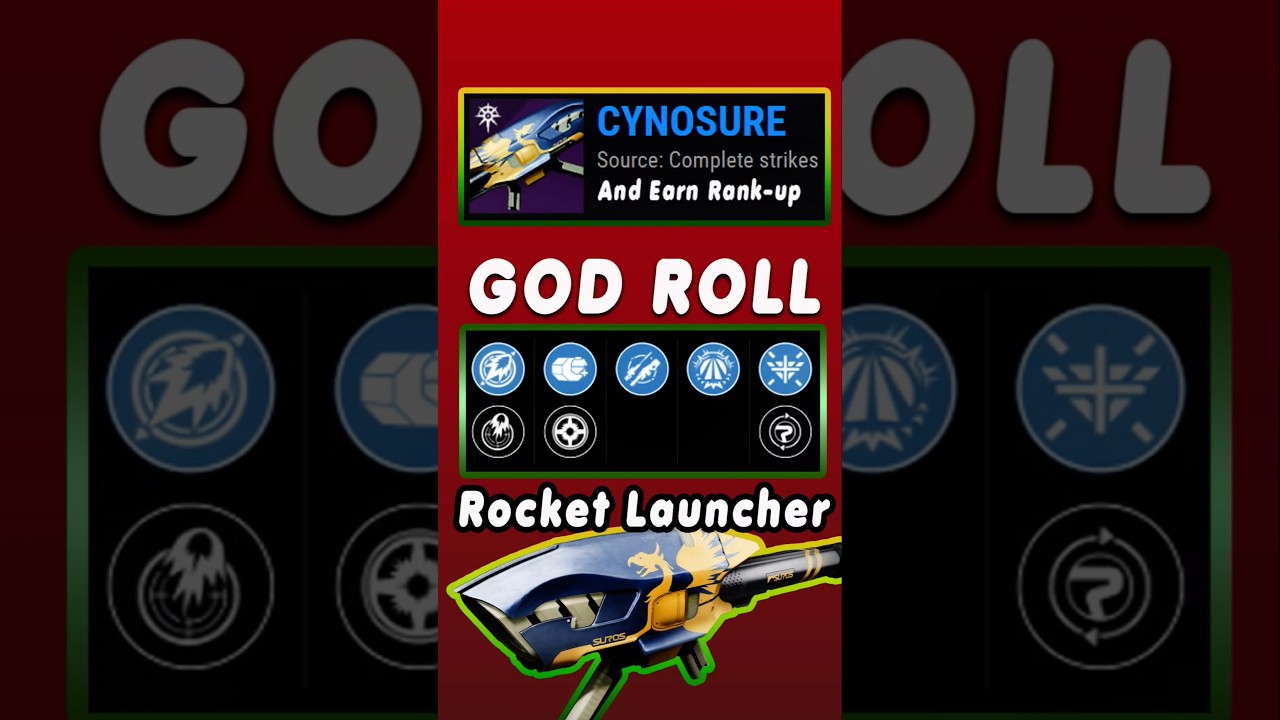 Destiny 2 Heresy Cynosure Rocket Launcher God Roll. Source: Complete strikes.