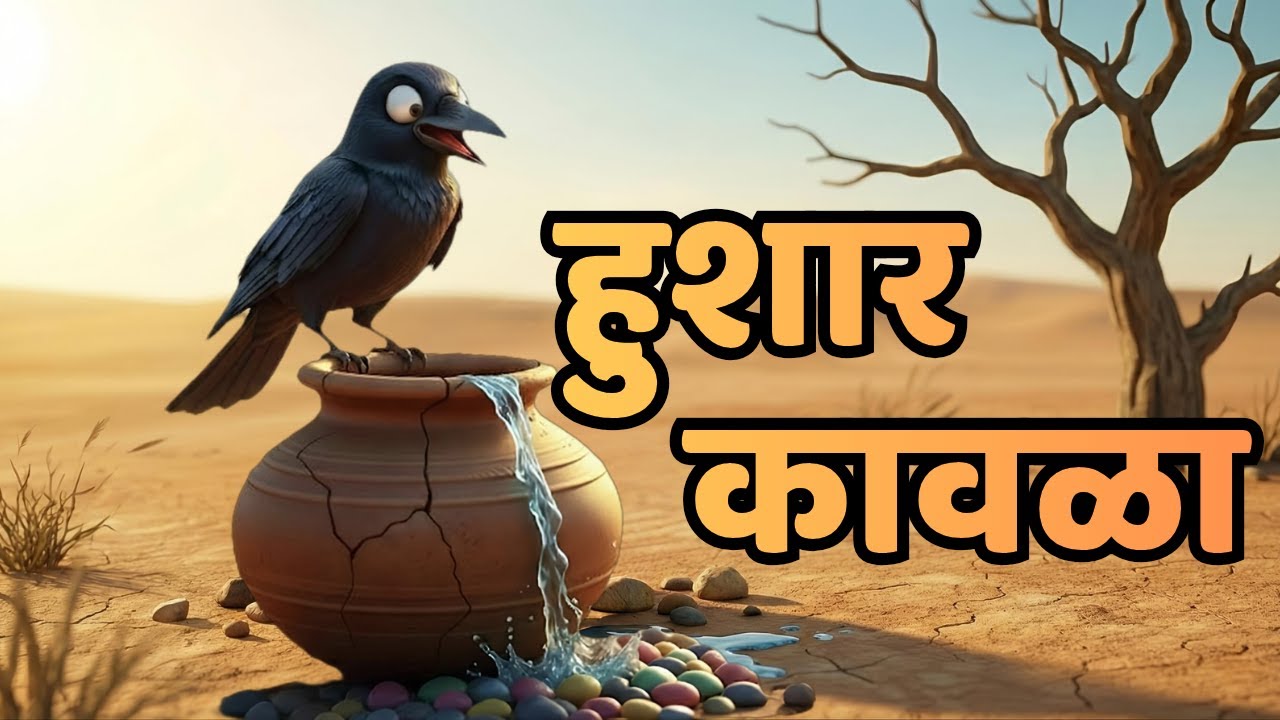 हुशार कावळा | तहानलेला कावळा | Thirsty Crow | Marathi Kids Story | कावळा आणि माठ गोष्ट