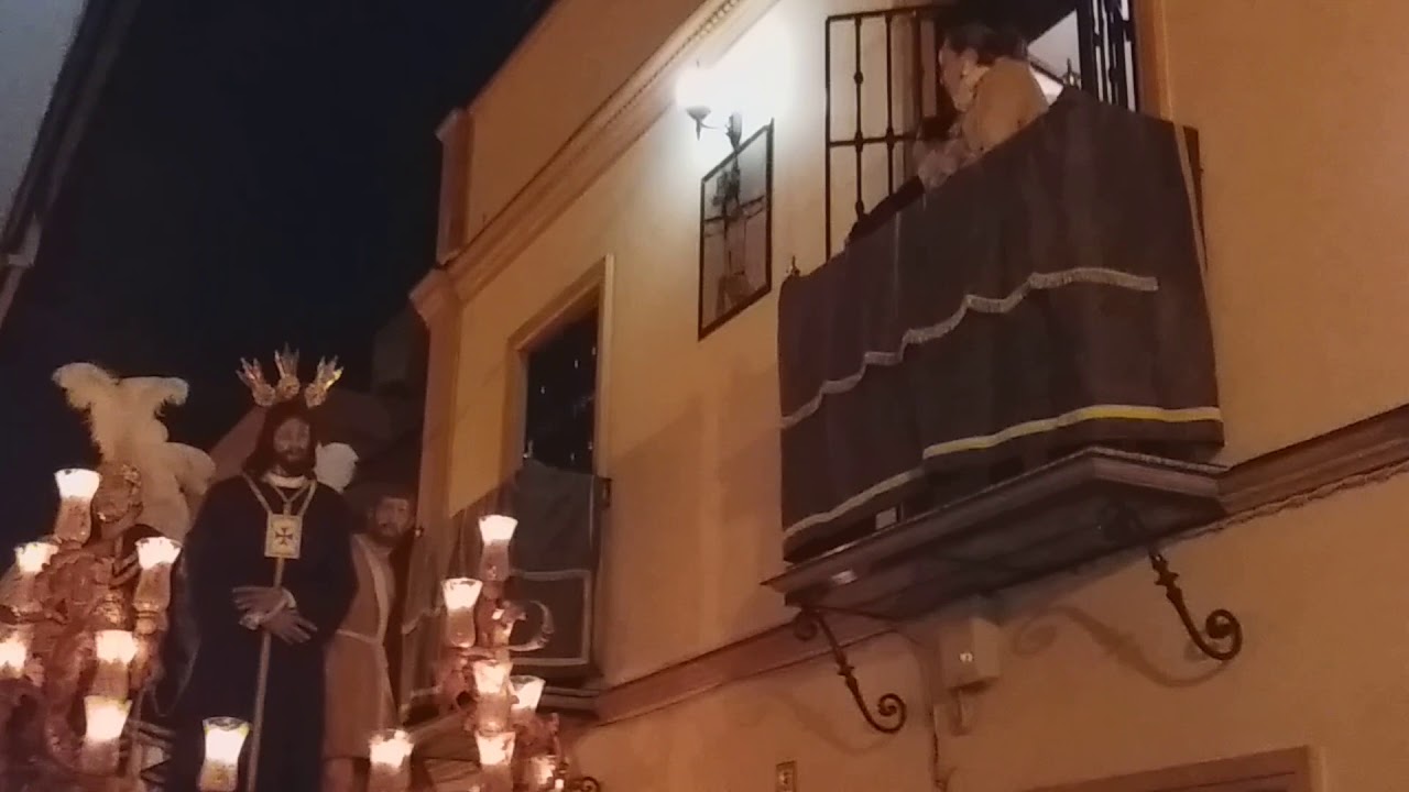 LUIS ORTEGA, 11 años, su 1a Saeta desde un balcón, Jesus Cautivo de La Algaba, Miercoles Santo 2018