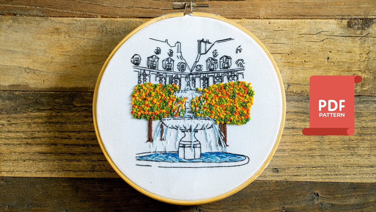 Embroidery Design of Place des Vosges, Paris, France. 🇫🇷