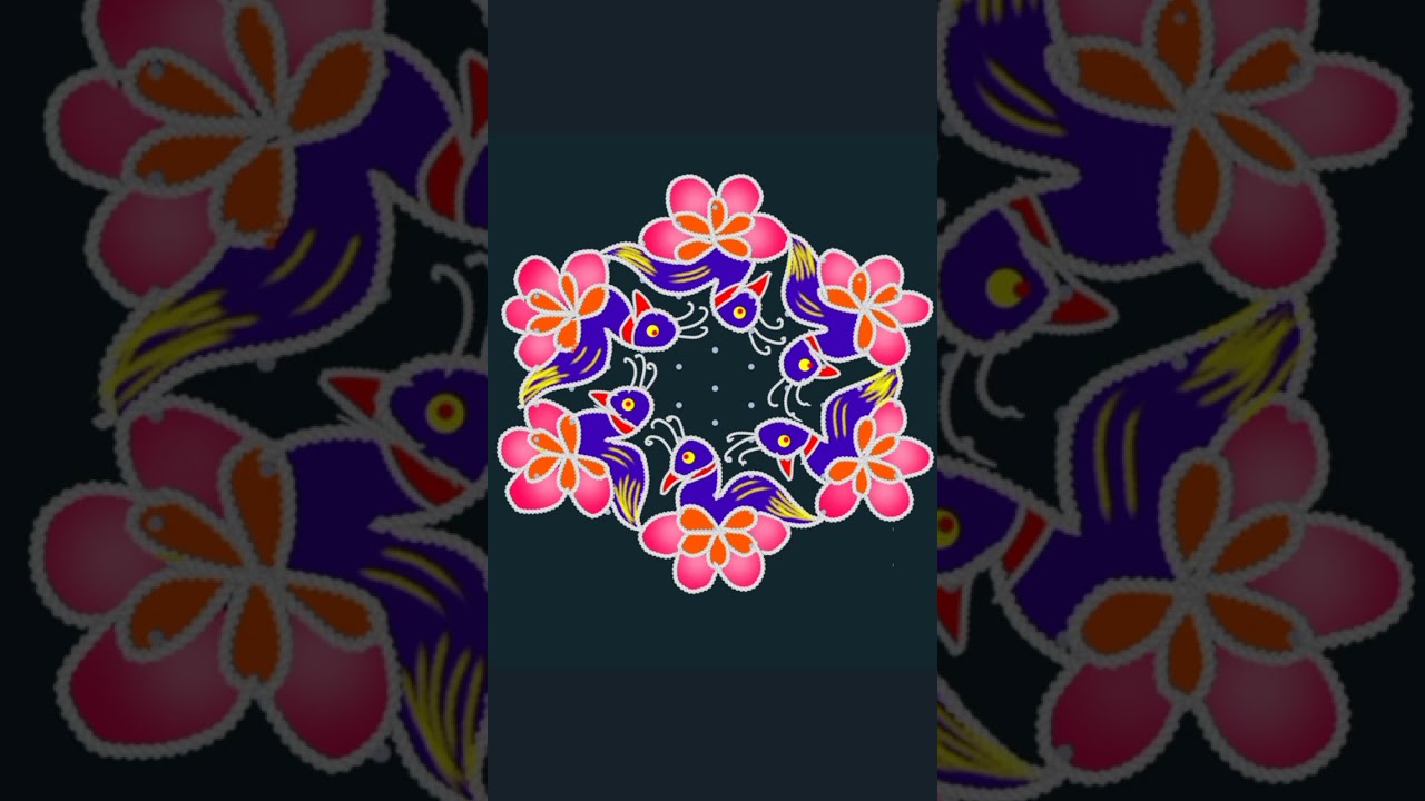 Peacock Rangoli Designs 🦚11*6 Dot Rangoli 🌷 Colourfullrangoli 🌷 Festival Rangoli #muggulu #rangoli 