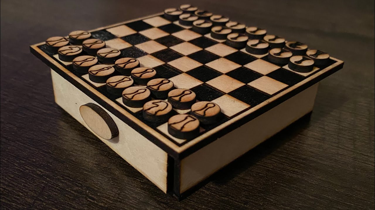 Laser Cutting a Miniature Chess Board With Storage.
