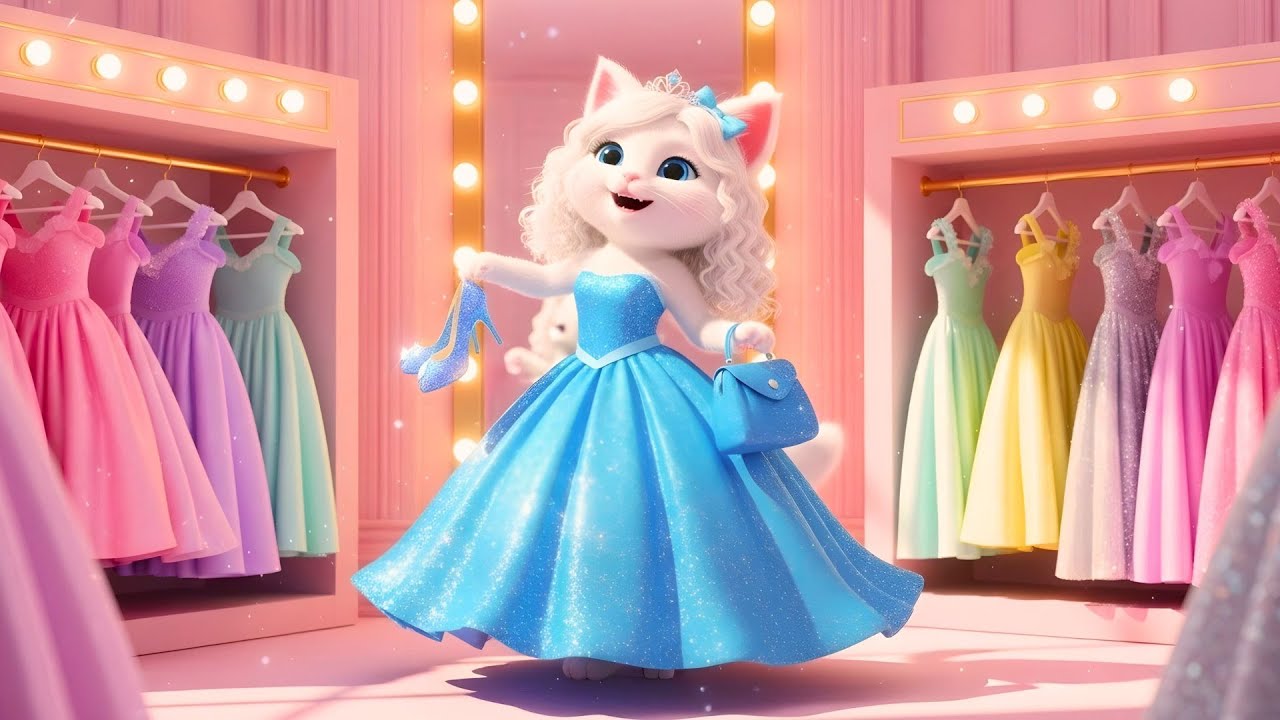 🐾🎀 A Day of the Little Princess – When the Kitten Shines in Her Sparkling Blue Dress and Heels!