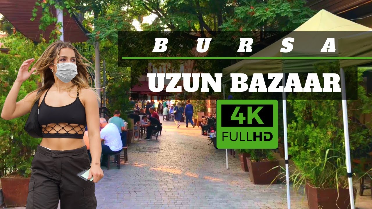 Walking Tour of Bursa City | Uzun Bazaar and Traditional Bagel Market | 4K UHD 60fps