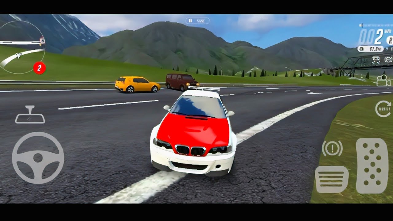 Driving a BMW from a RED & WHITE CAR