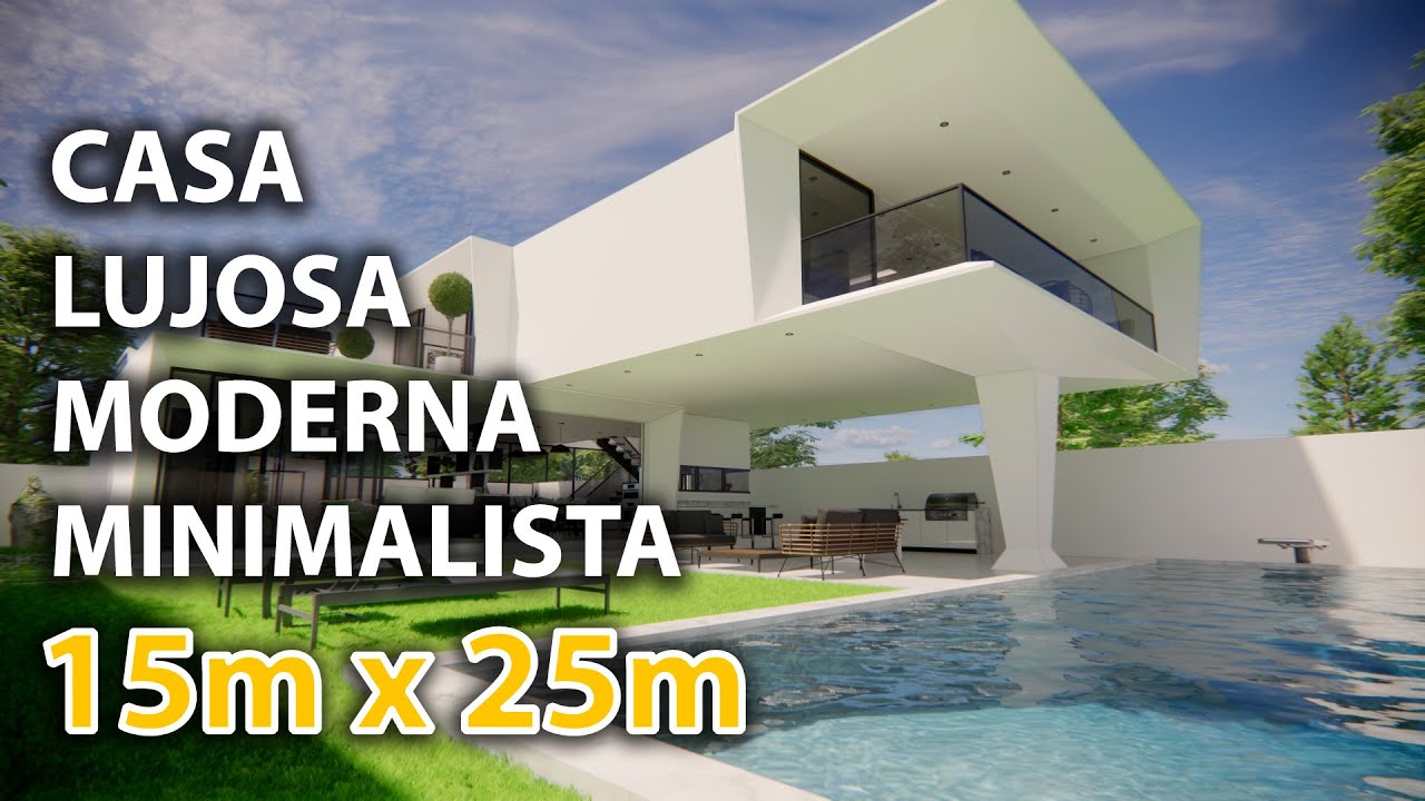 ☀️ CASA MODERNA MINIMALISTA (en terreno de 15x25m) | INDOOR-OUTDOOR MINIMALIST House