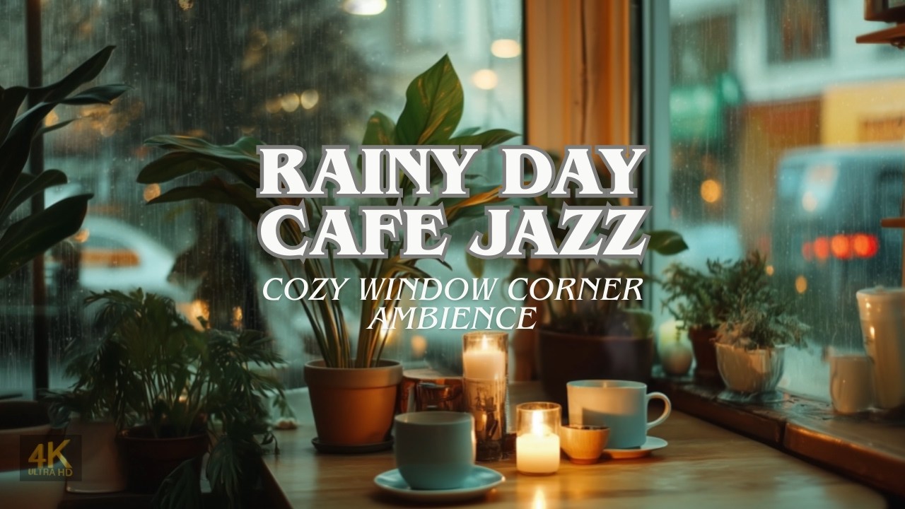 Rainy Day Cafe Jazz 🌧️☕ Cozy Window Corner Ambience for Study & Relaxation (4K)