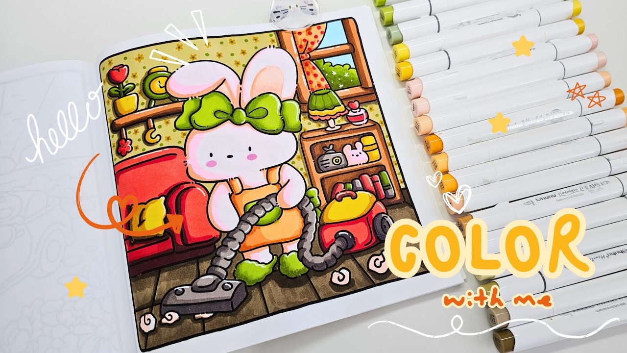Color with me | Cozy Nooks by 99Owl Publishing | Ohuhu Alcohol Markers 🐰🌹🏵 Relaxing BGM