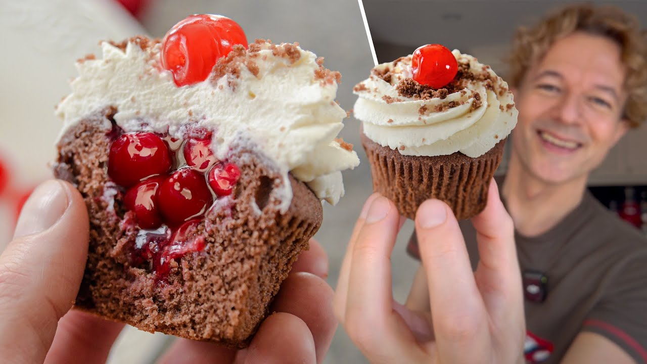 Исчезают моментально! Вкуснейшие ШОКОЛАДНЫЕ КАПКЕЙКИ с вишней 🍒 простой рецепт мини торт Черный лес