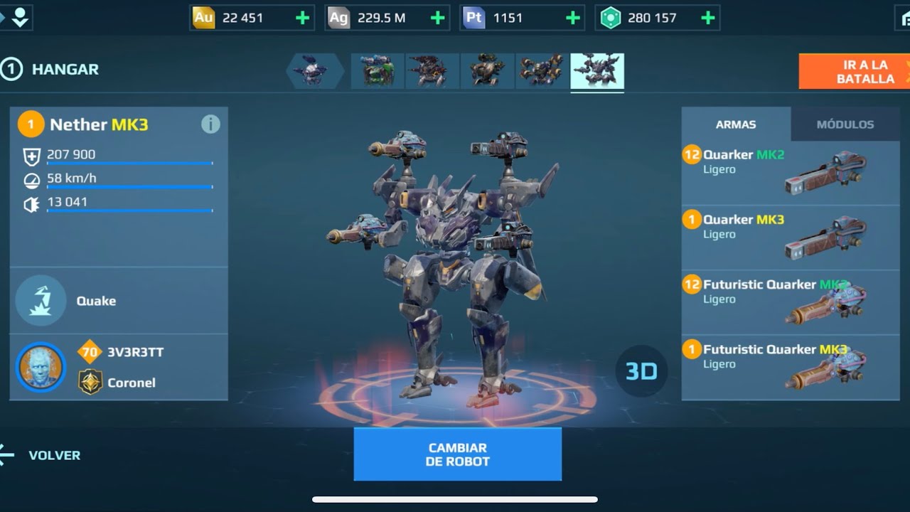 New Update 8.7 Quarker Nether 45% damage | War Robots Gameplay