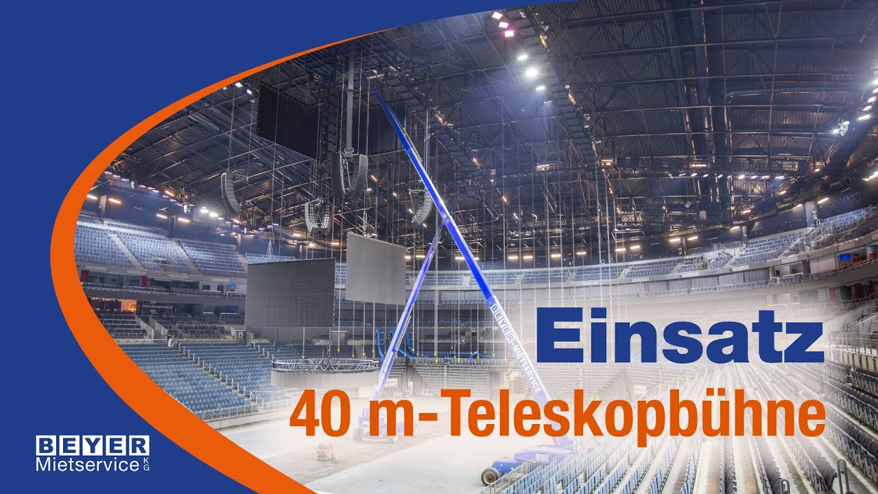 Technik-Check auf h&ouml;chstem Niveau in der LANXESS Arena &ndash; Teleskopb&uuml;hne im Einsatz