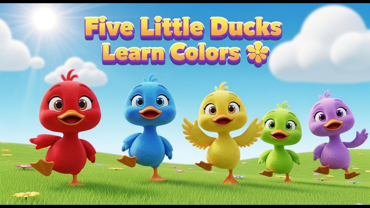 Five Little Ducks Learn Colors 🦆 | Fun Educational Nursery Rhyme for Kids | 3D Animated Toddler Song