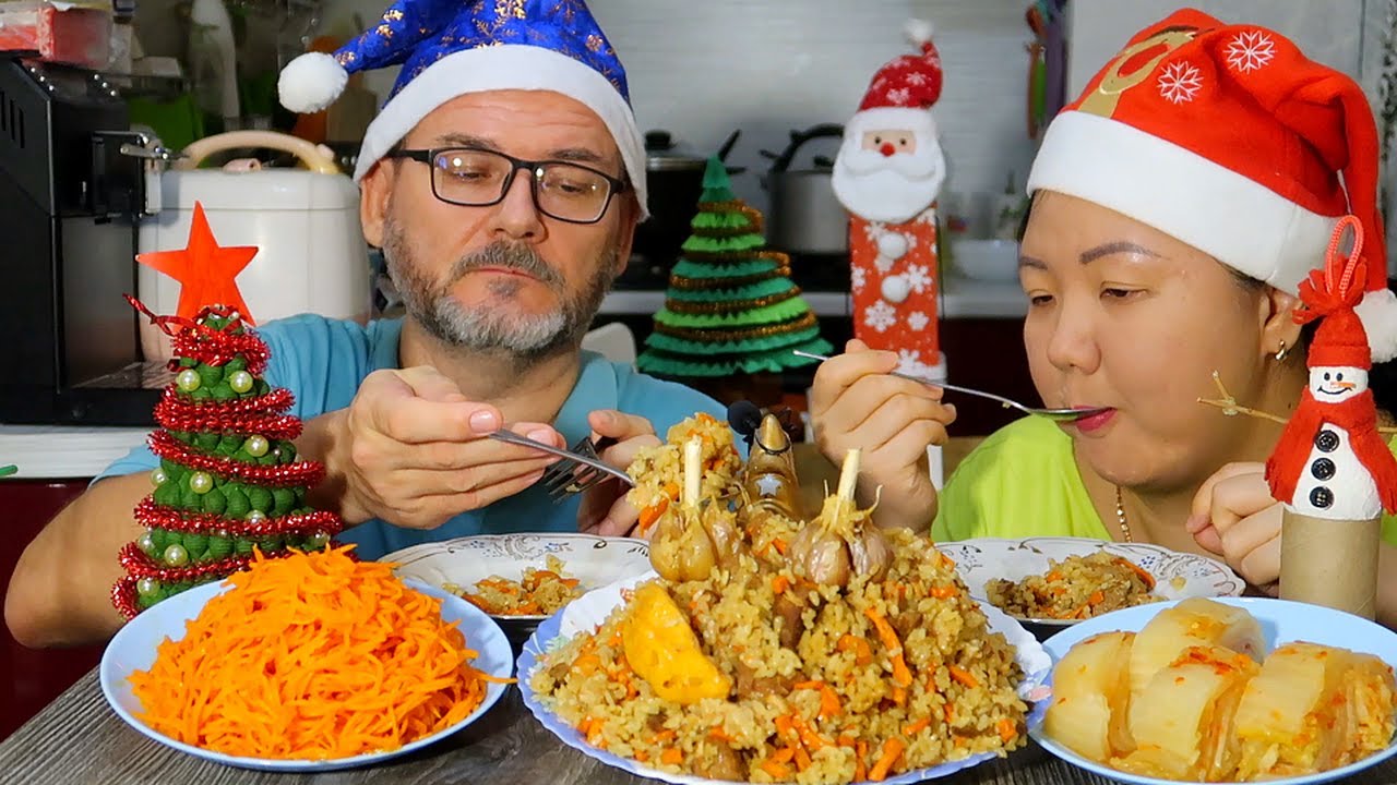 Мукбанг Плов с Чимчи и Морковчой / Приветы и истории про границы / Mukbang Pilaf, Kimchi and Carrot