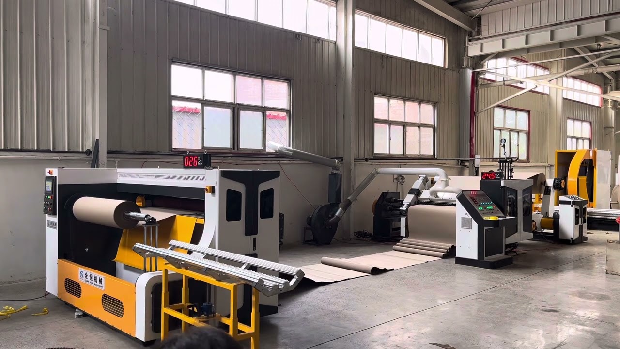 Automatic 2ply corrugated cardboard Slitter Rewinder machine !