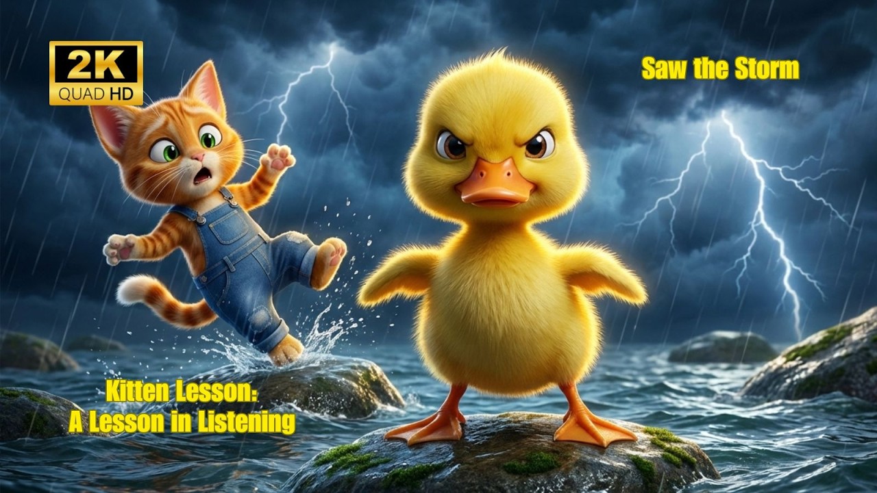 Cat Story: Kitten Leo & The Little Duck Who Saw the Storm 🐥🌧 A Lesson in Listening