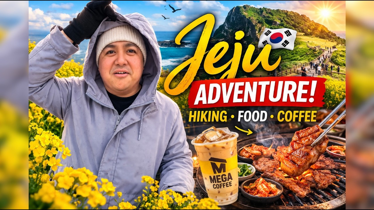 My Perfect Day in Jeju | Hiking Seongsan Ilchulbong, Canola Flowers, Korean BBQ & Mega Coffee