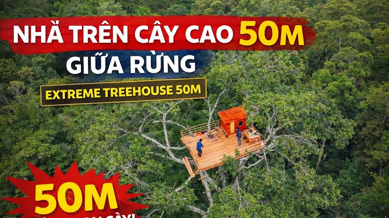 Ngôi Nhà Trên Cây Cao 50m Giữa Rừng Sâu | 50m High Treehouse in the Deep Forest