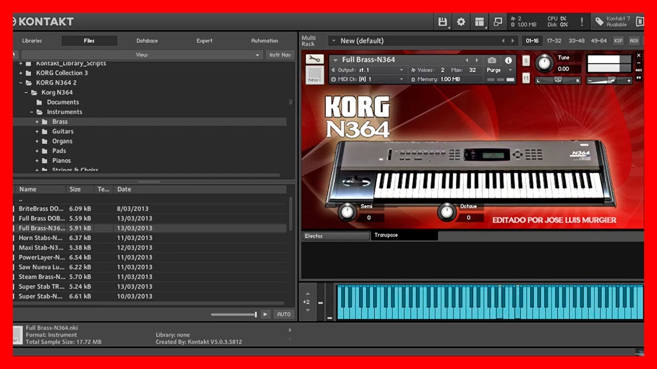 😎 Full Brass KORG N364 (Samples Gratis) Para (Kontakt 6) nki